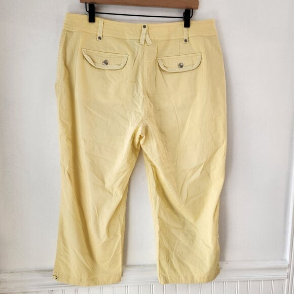 Chico's Yellow Cropped Pants Hiking Spring Summer Cotton Straight Leg XL/16 - Picture 2 of 6